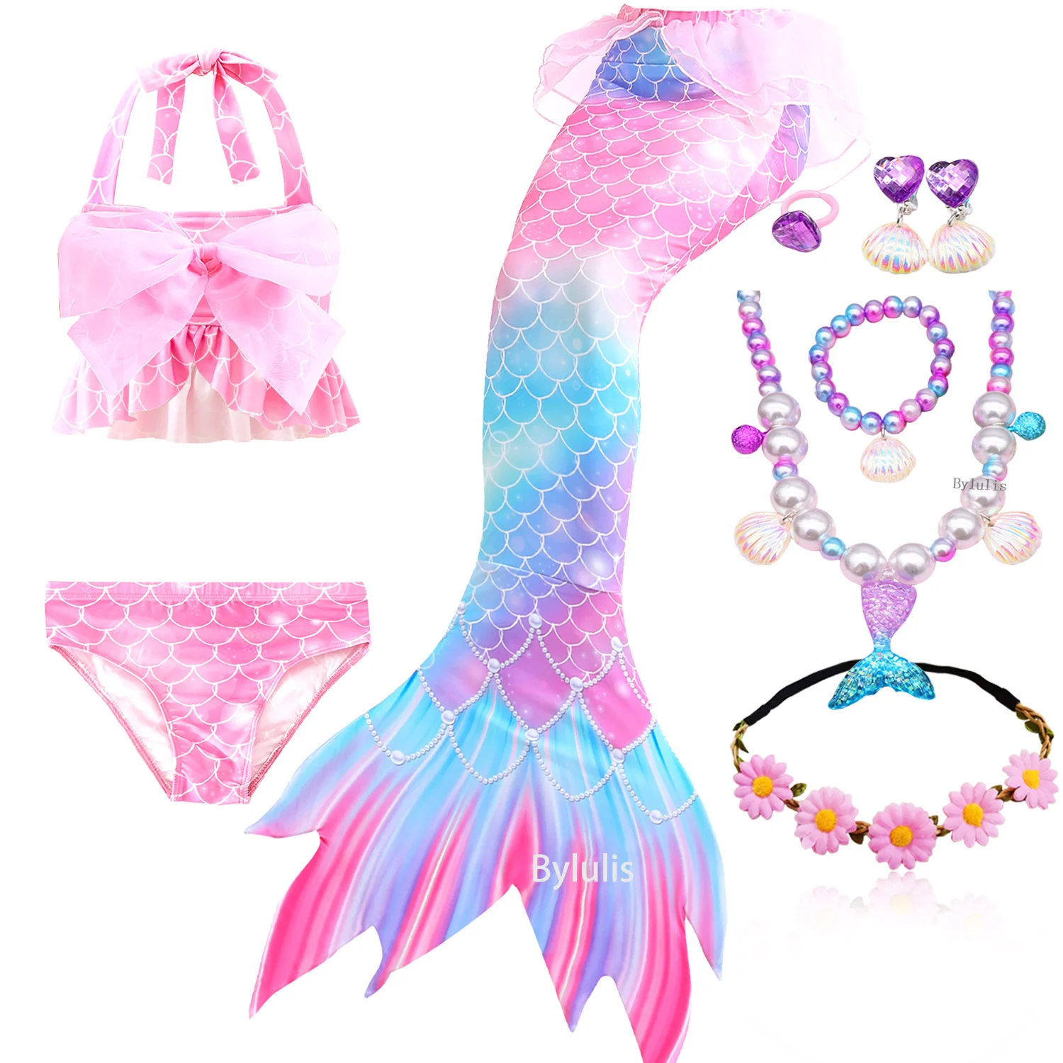 Children Mermaid Tails cosplay costume mermaid costume halloween dress outfit For Swimming For Girls Halloween Cosplay Costumes The Little Mermaid Swimsuit Bathing Suit Pool