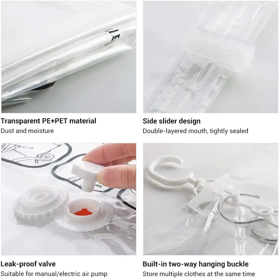Space-Saving Hanging Vacuum Storage Bag for Garments and Closet Organization