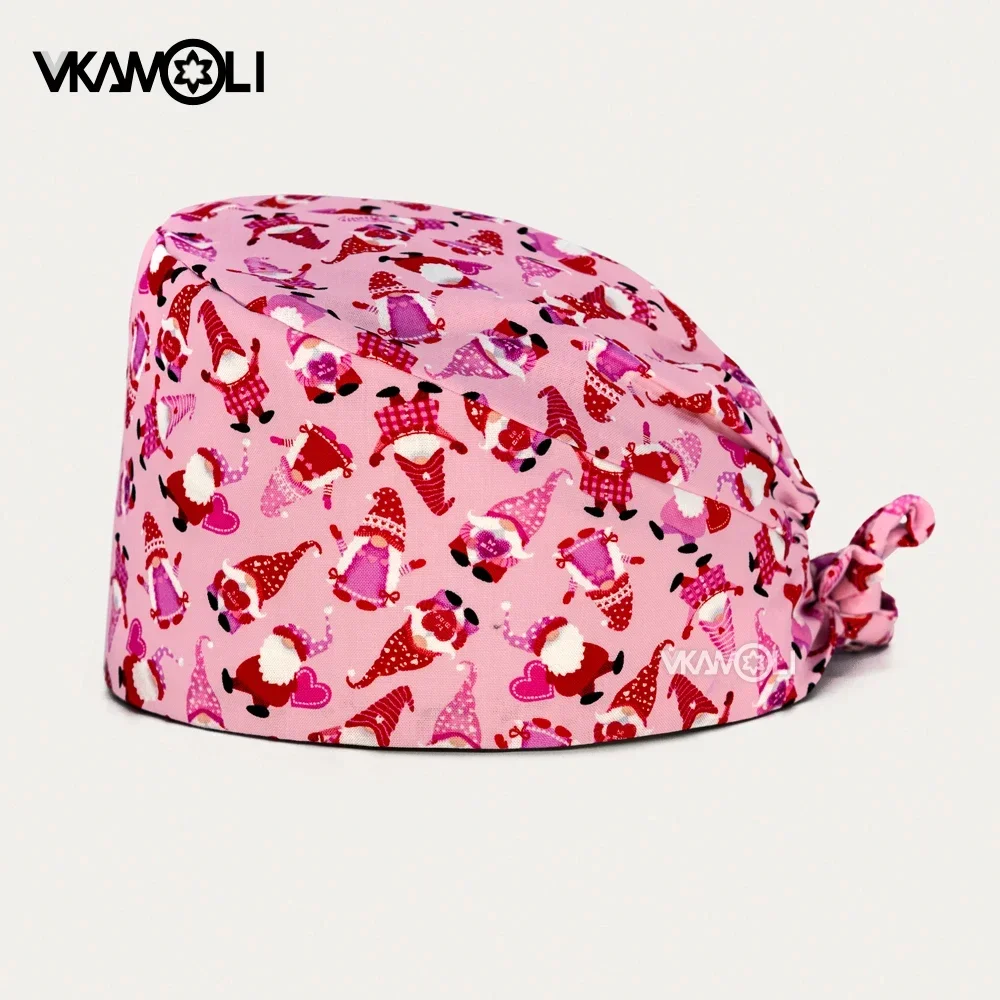 Santa Claus Cute Pink Holiday scrub hat Cartoon medical scrubs cap COTTON nursing caps veterinary nurse accessories