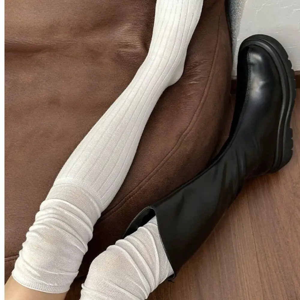 1/2Pairs Women's Stockings Winter Preppy Style Knee High Socks Female Soft Cotton Knitted Stocking JK Solid Color Long Socks
