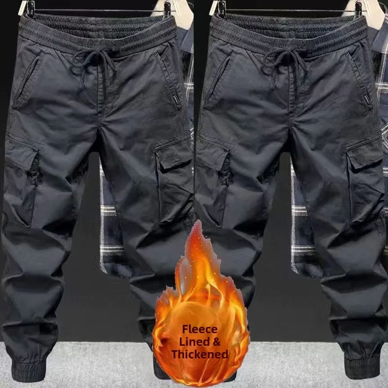 Fleece-lined and thickened / gray + gray two-piece set