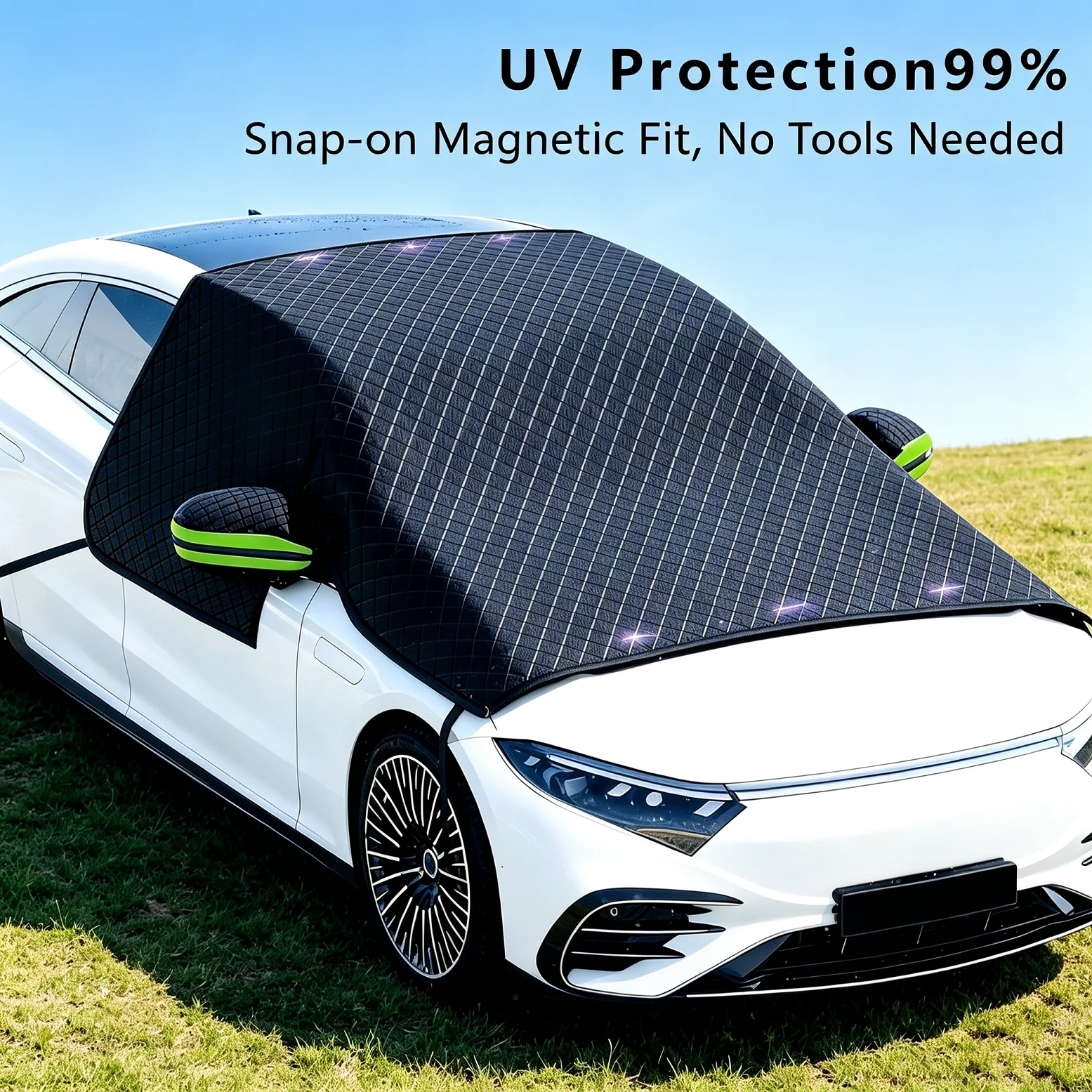 Magnetic Car Windshield Sunshade & Snow Cover, All Season UV & Ice Protection, Frost Guard & Sun Blocker for Most Vehicles 1