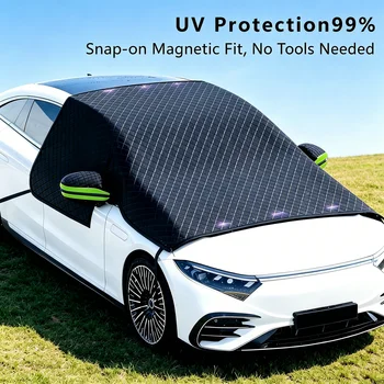 Magnetic Car Windshield Sunshade & Snow Cover, All Season UV & Ice Protection, Frost Guard & Sun Blocker for Most Vehicles 1