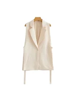 Women Fashion With Taps Side Vents Waistcoat Vintage Sleeveless Front Button Female Outerwear Chic Vest Tops - Image 4