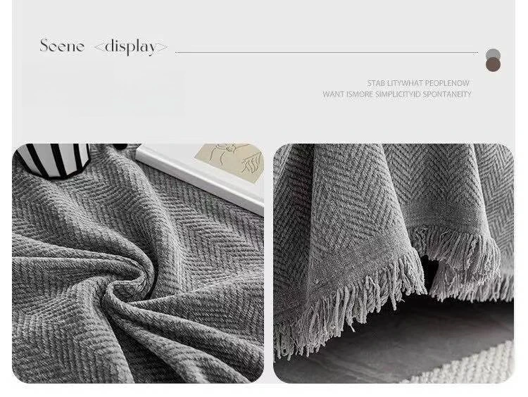 Minimalist Herribone Style Chenille Sofa Towel image 8