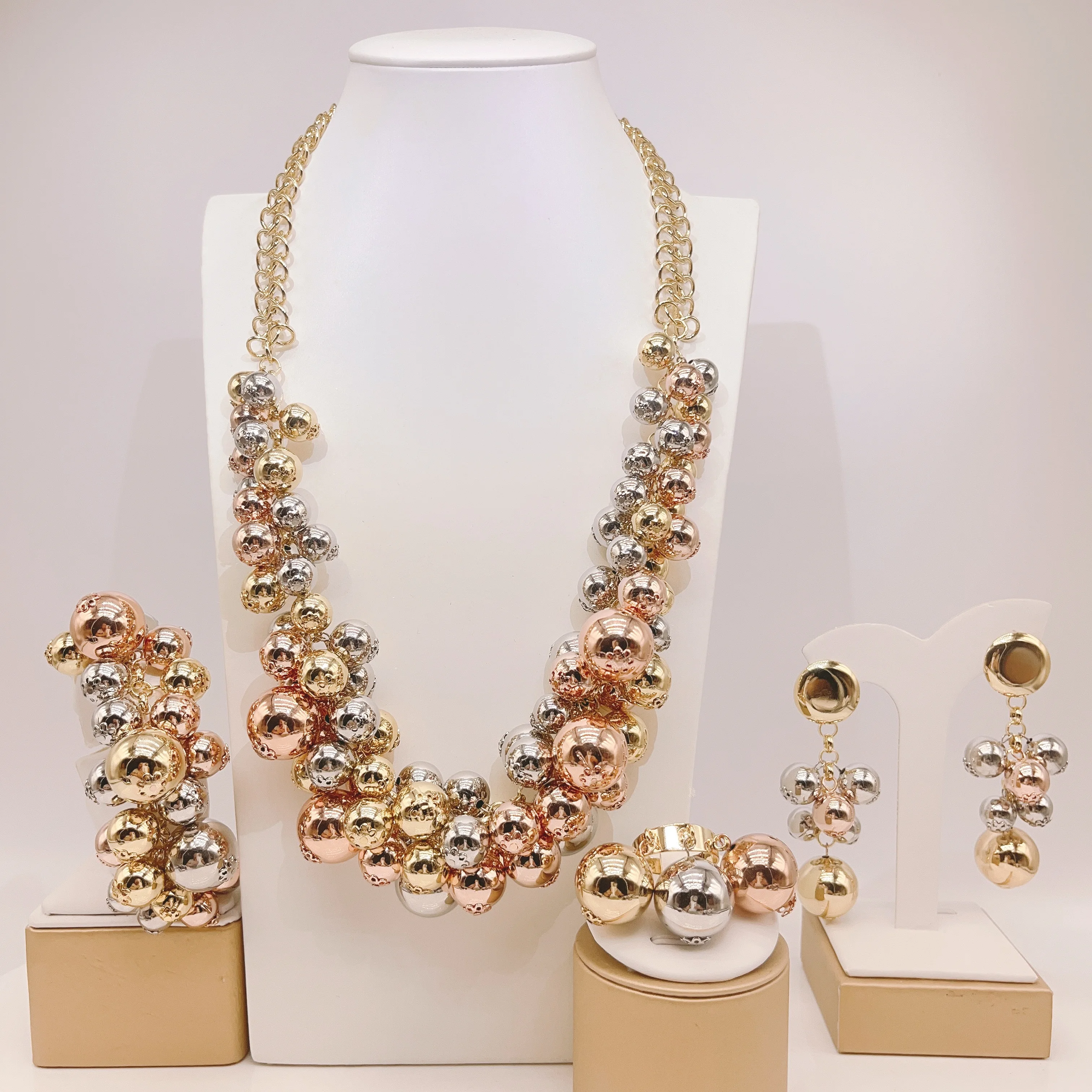 

3 цвета, золотые, серебряные, розовые, золотые, бразильские ювелирные изделия, воротник, серьги, бриллианты, бриллианты, 4 шт., набор, бесплатная доставка, H50052