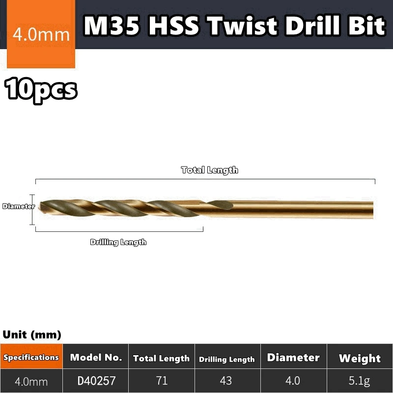 1mm-14mm 1pc/10pcs Cobalt Drill Bits For Metal Wood Working M43 HSS Co Steel Straight Shank 1-13mm Tw-ist Drill Bit Metalworking image 34