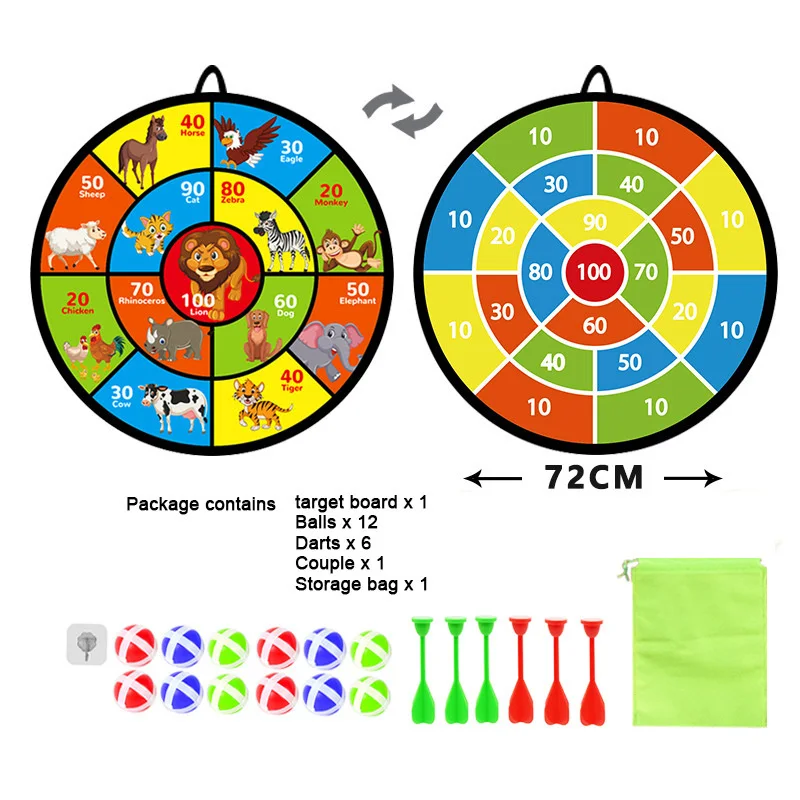 Large Size Double-sided Dart Board Target Sports Game Toys Sticky Ball Dart Target Plate Parent Child Interactive Party Game Toy 6