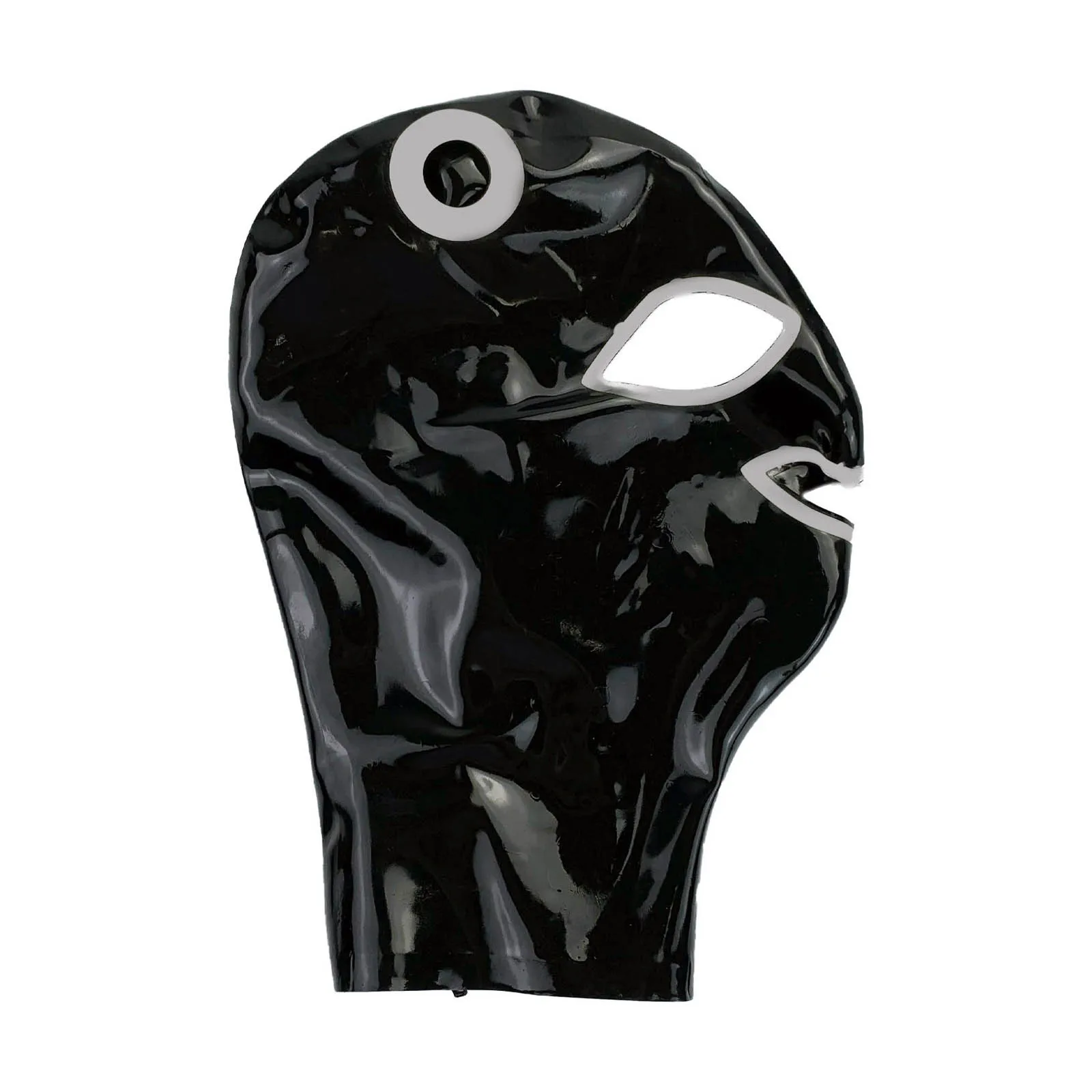 MONNIK Latex Mask Hood with Two Hair Braid Holes for Catsuit Club Party Wear Handmade smt splice tape with 8 holes guide