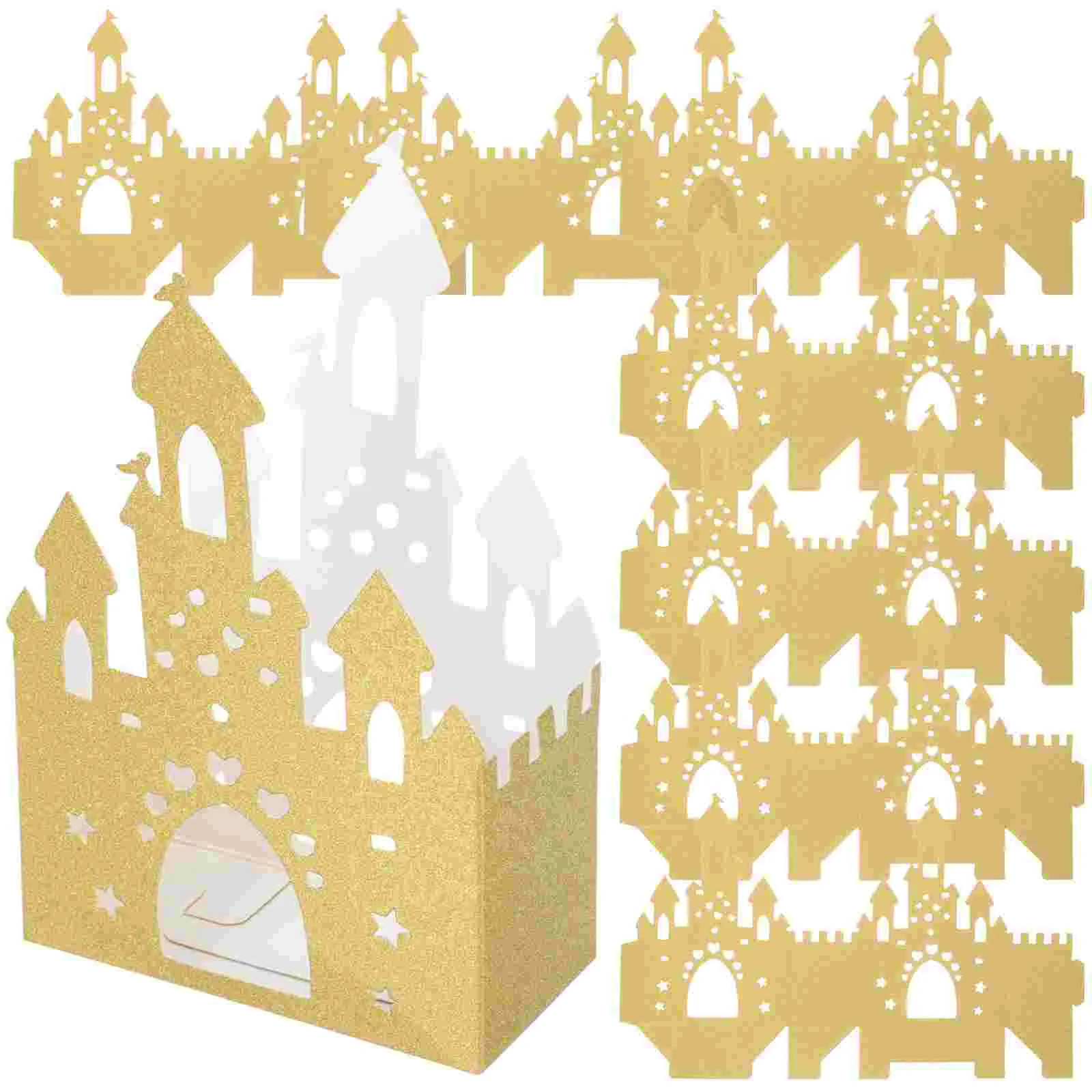 

Hollow Castle Shaped lovely Glitter Paper Candy Packing Boxes Small Gift Packing Boxes Party Treat Boxes Grad Cookie Boxes