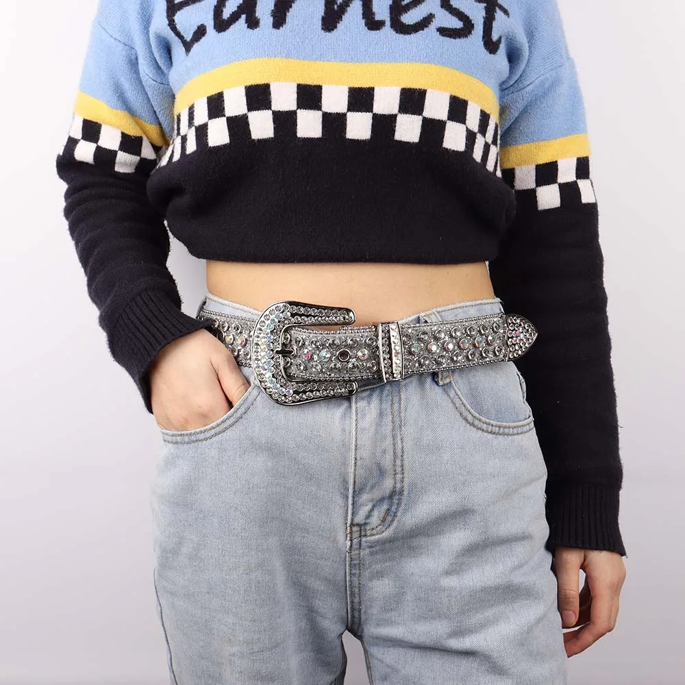 de de imitación para hombre y mujer, cinturilla con hebilla de aleación de de moda, cinturón de diseñador de lujo, correa de cuero Vintage con diamantes de _ -