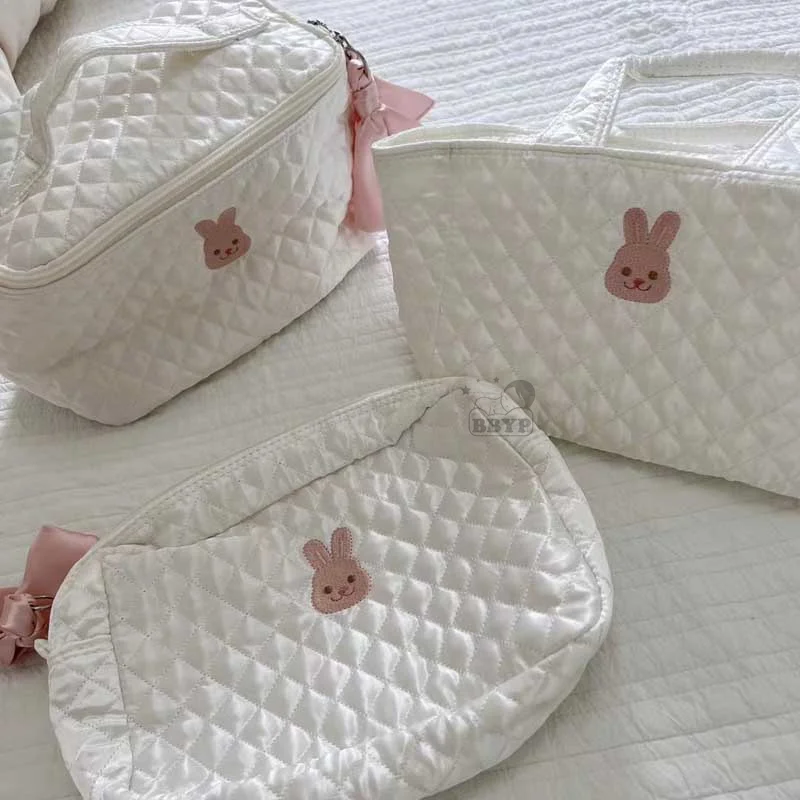 Baby Accessories Stroller Bag Organizer Newborn Diaper Bag Mommy Bag Single Shoulder Handbag Zipper Embroidery bunny Mom Bags baby stroller cover for rain