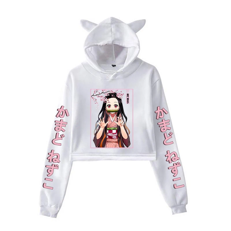 thumbnail image 1 of Sudadera con capucha para mujer y niña, jersey de manga larga con orejas de gato, Tops cortos de Anime Harajuku, Kamado Nezuko, nueva moda, 1 of 5