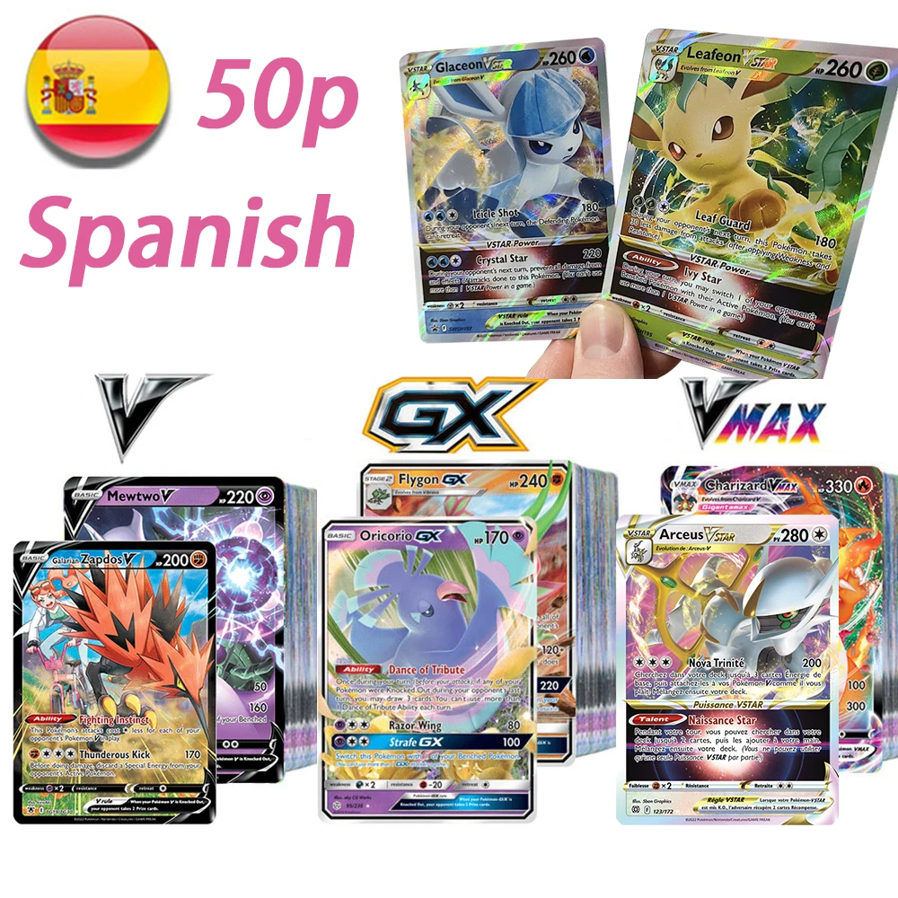 Pokemon Cards in Spanish Letter New Arrival Vstar VMAX Holographic Shiny  Playing Card Game Castellano Español Children Toy