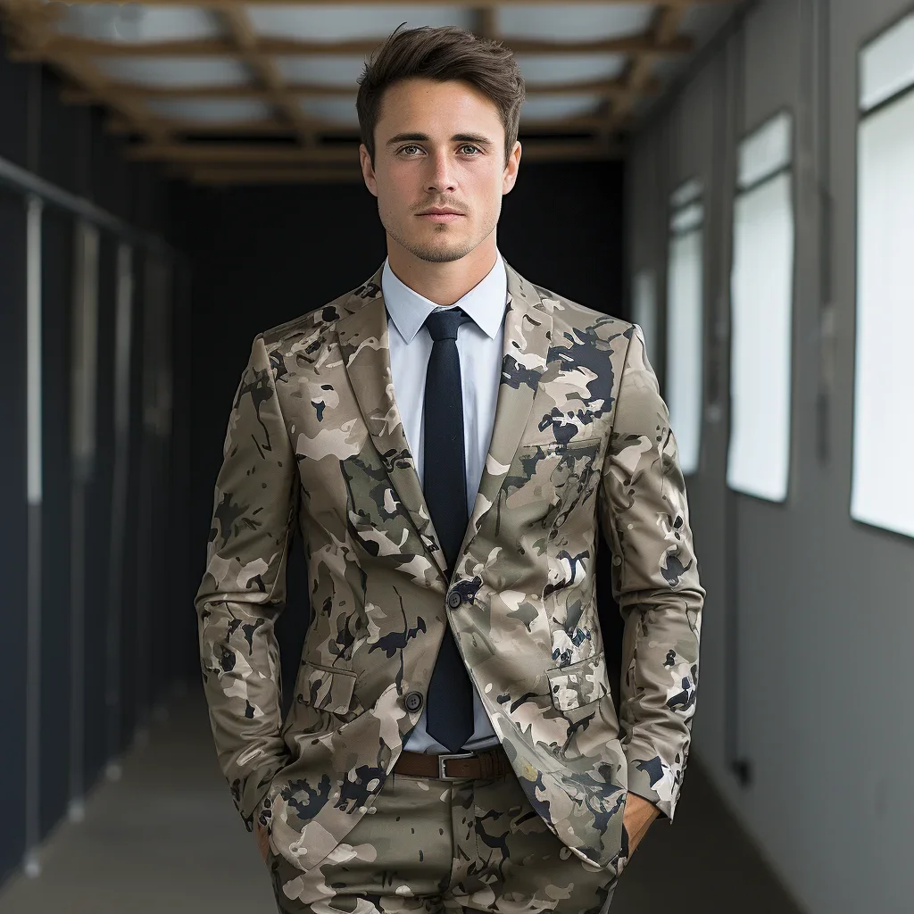 New Geometric Camouflage Tactical Handmade Suit Men's 3D Digital Printing Suits Cos Party Nightclub Shiny Cool Performance Set