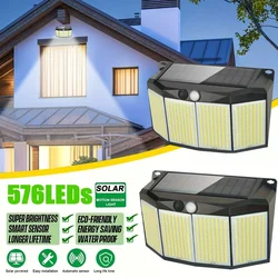 Solar-Powered LED Motion Sensor Security Flood Light (2PCS 576 LEDs)