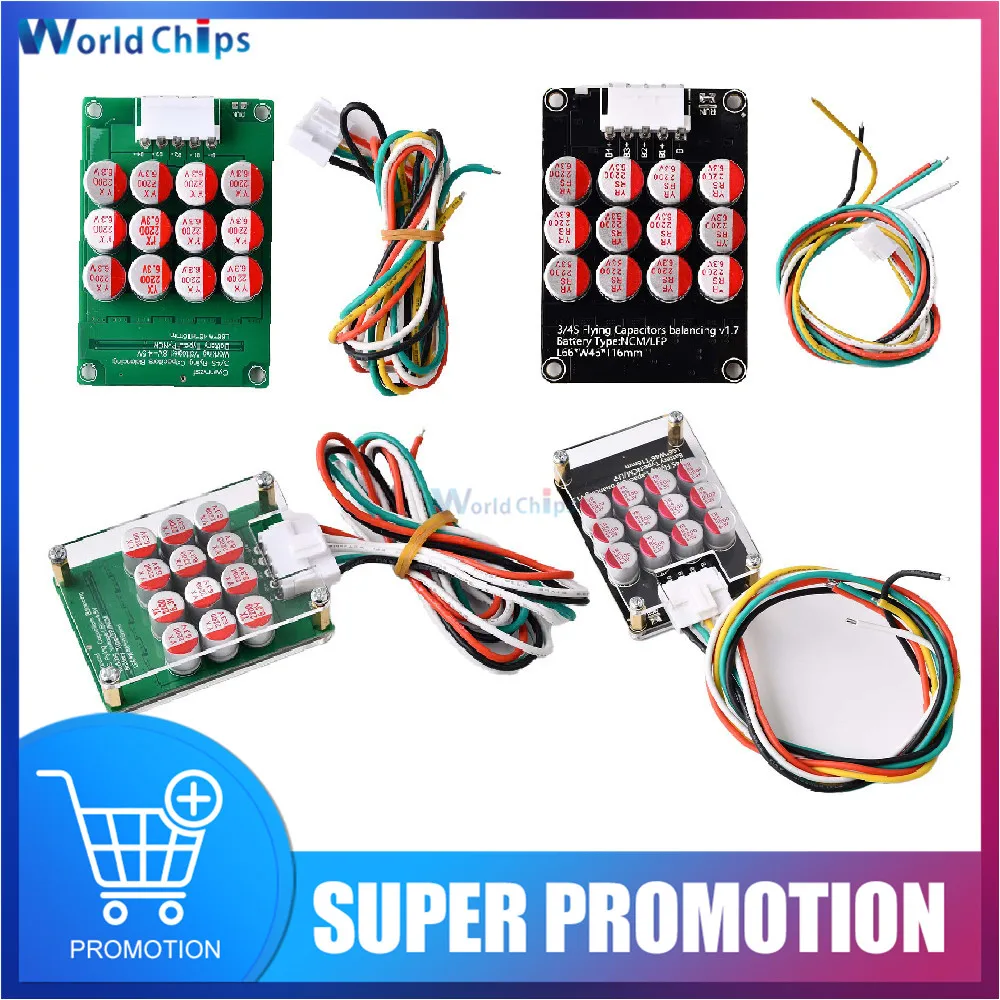 

5.5A BMS 4S Active Balancer Equalizer Board Li-ion Lifepo4 18650 Battery Power Transfer Balance Capacitor with Acrylic Case