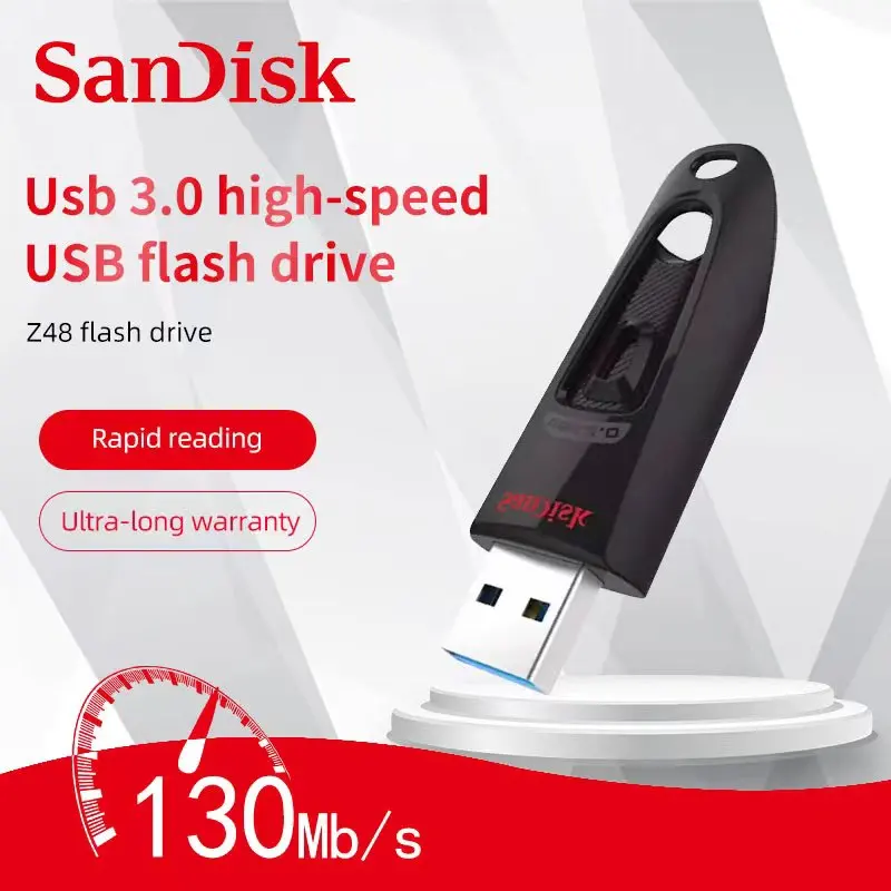 

SanDisk Ultra USB 3.0 Flash Drive 16GB 32GB 64GB 128GB 256GB 512GB Pen Drive 100MB/s USB Stick for Desktop Laptop Netbook U Disk