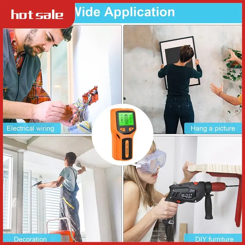 5 In 1 Wall Scanner Stud Detector Digital Handheld Wall Detector PVC Water Pipe Metal Finder Scanner Orange Durable