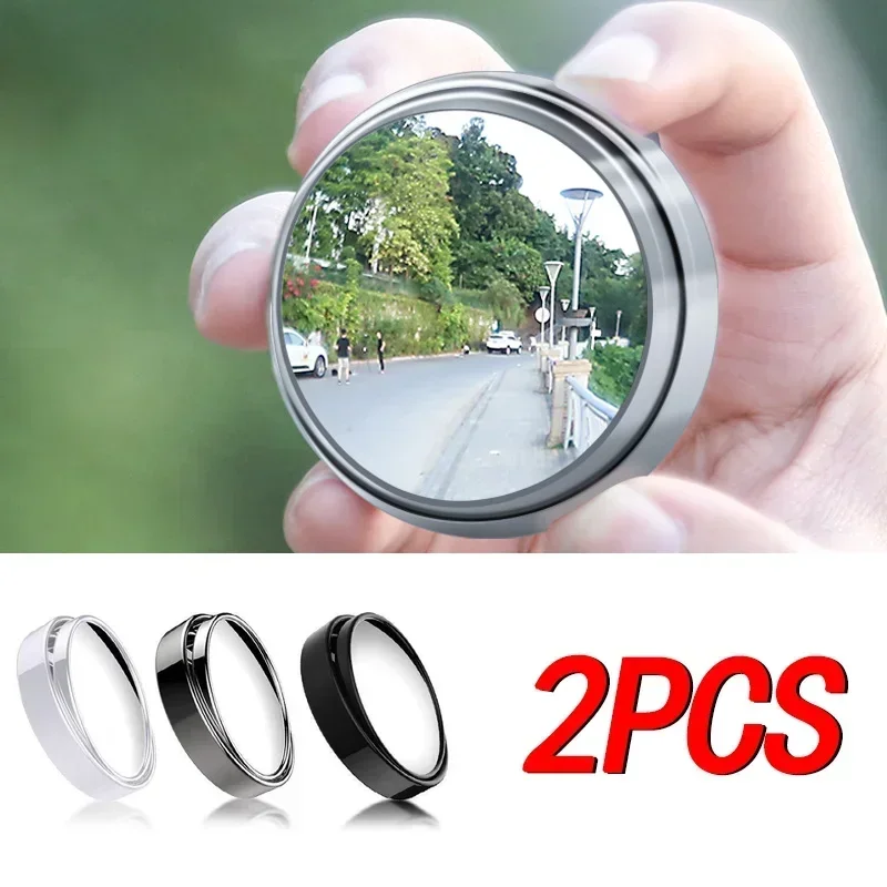 Car Round Frame Convex Wide-angle Clear Rearview Auxiliary Mirror 360 New 2Pcs Degree Blind Spot Mirror Adjustable Driving