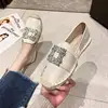 Luxury Silk Espadrille Moccasins Woman Big Square Crystal Buckle  Flat Shoes Ladies Brand Design Elegant Slip-on Fishman Shoes 3