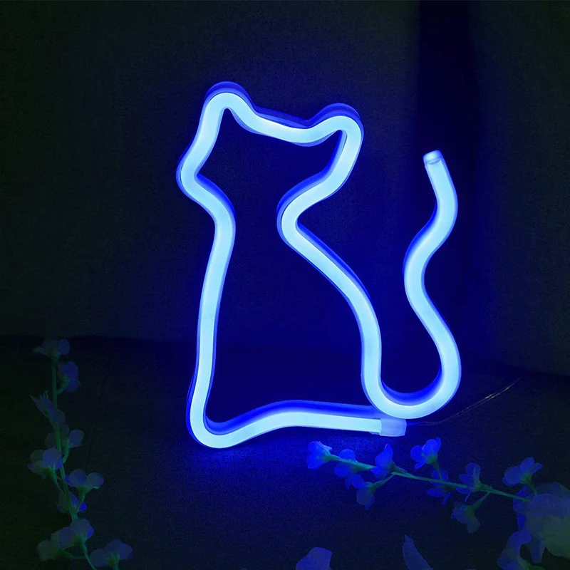 

Cat Figure Neon Light LED Decor Christmas Wall Lamps Sign Lights Animal Store USB & Battery Charging Home Party Shop Bar