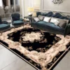 Large Area Black Persia Carpet for Living Room Decoration Home Sofa Table Area Rug Bedroom Cloakroom Floor Mat Non-slip Washable 3