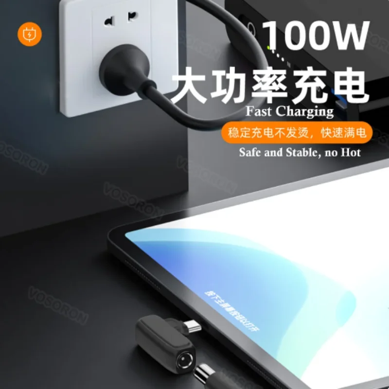 Laptop Charger Plug Adapter Power Plug Connector Power Cable Power Cord 100W DC Square Plug for Lenovo to USB C PD Power Adapter Converter Type C for MacBook