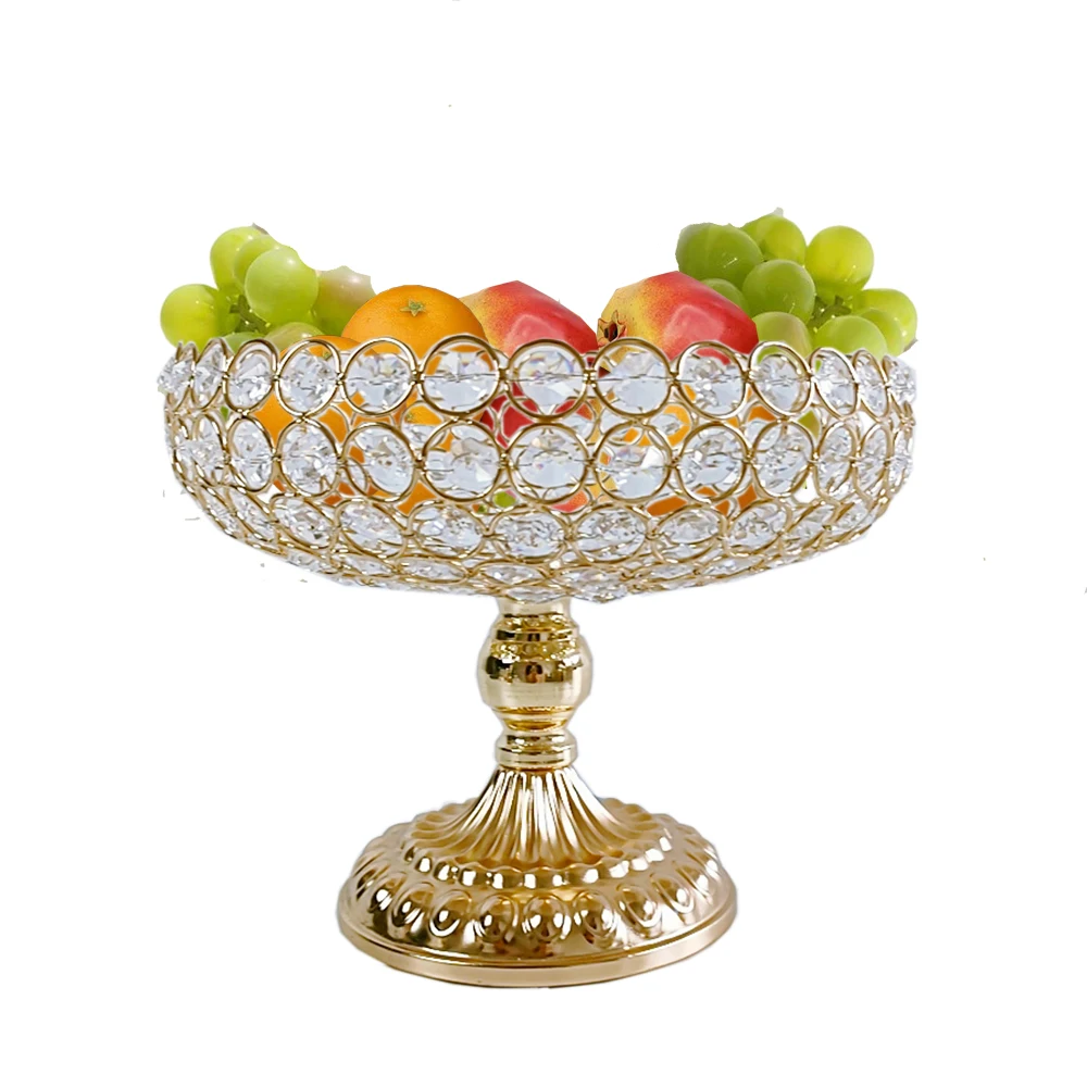 1pcs Crystal Fruit Gold living room fruit decoration plate wedding cake  stand golden Wedding Centerpieces for Tables Dining - AliExpress, image size:1000x1000