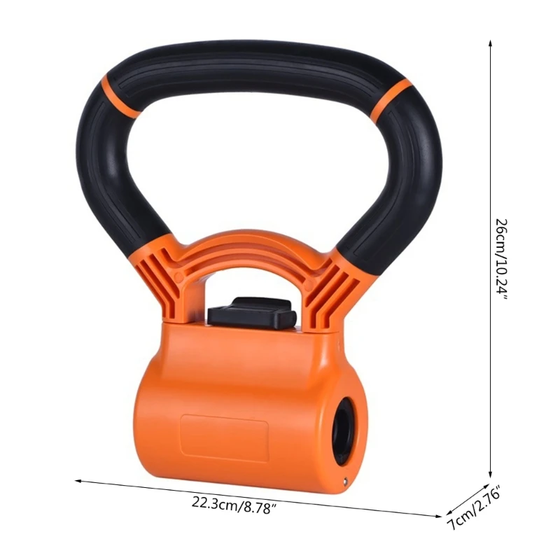 Dimension of an orange Dumbbell Kettlebell Handle