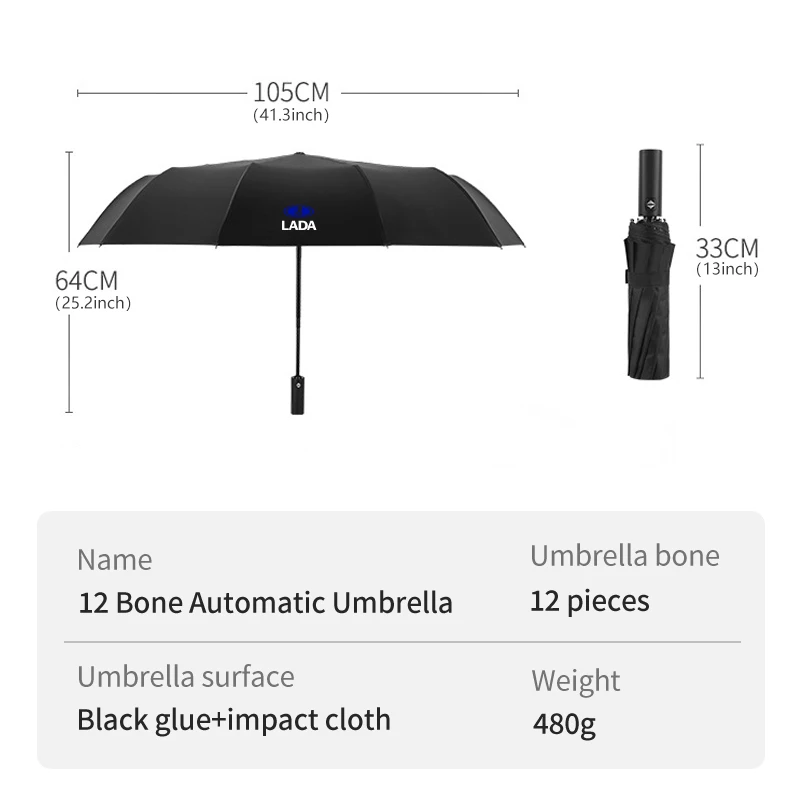 12 Bone Car Folding Umbrella Automatic Sunshade Accessories For Lada Vesta Niva Samara Kalina Largus Priora Xray Granta