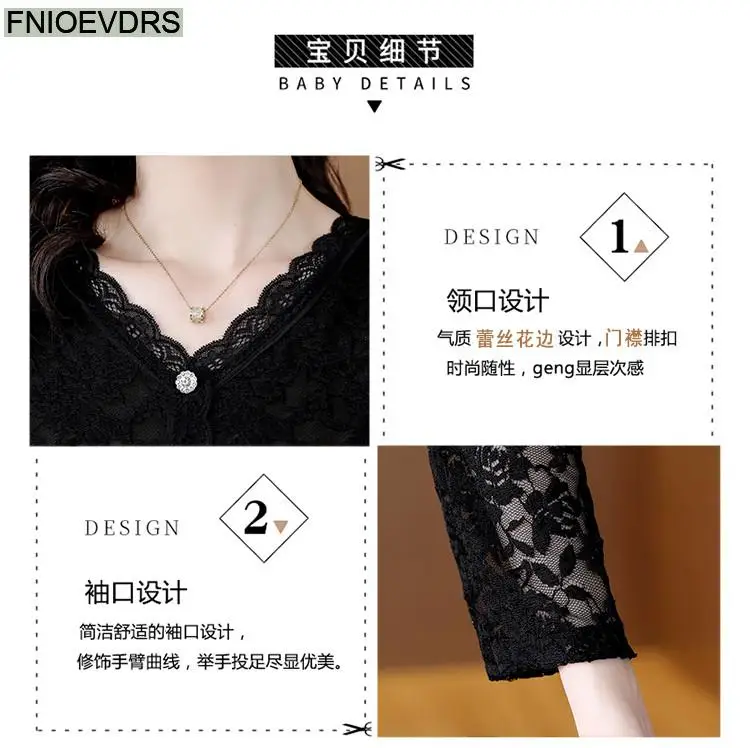 M-4XL 2023 Women Hot Sales Elegant Office Lady Work Button Black Lace Shirt Casual Belly A Line Tunic Peplum Tops And Blouses