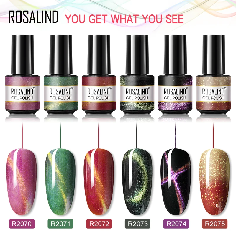 ROSALIND Nail Gel Polish Temperature Changing Thermal Vernis Semi Permanent Base Top Coat Manicure Cat Eyes UV Gel Nail Polish nail polish