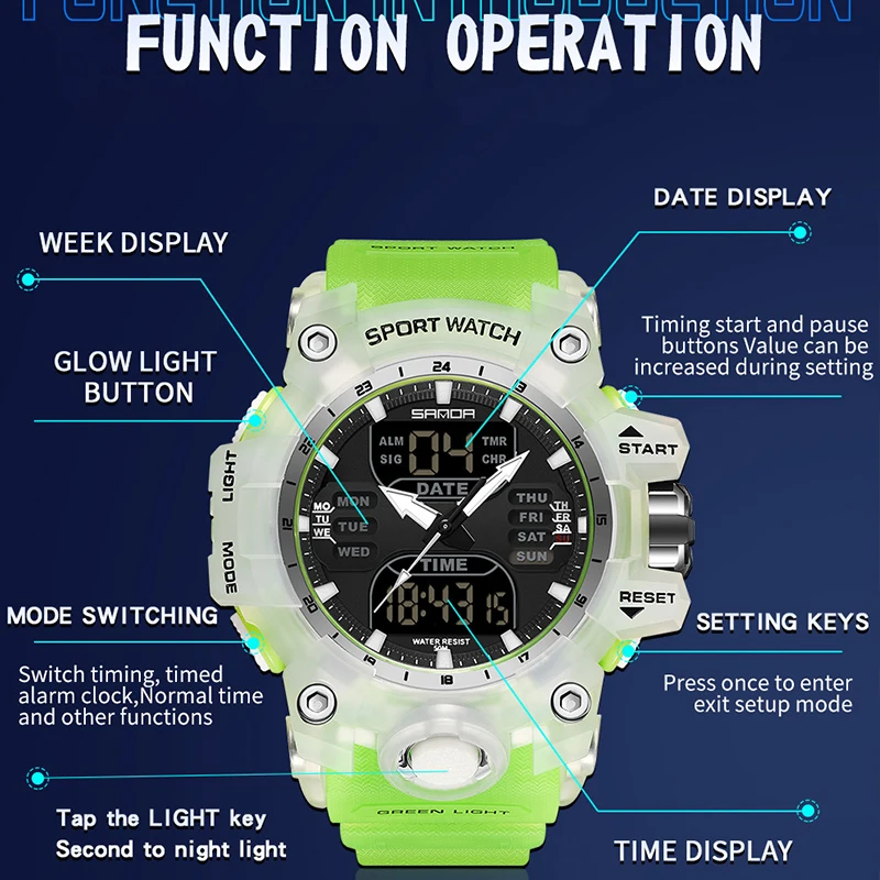 CIVO Orologio Digitale Sportivo Militare Uomo - 50m Impermeabile, LED, Cronometro, Allarme, Calendario