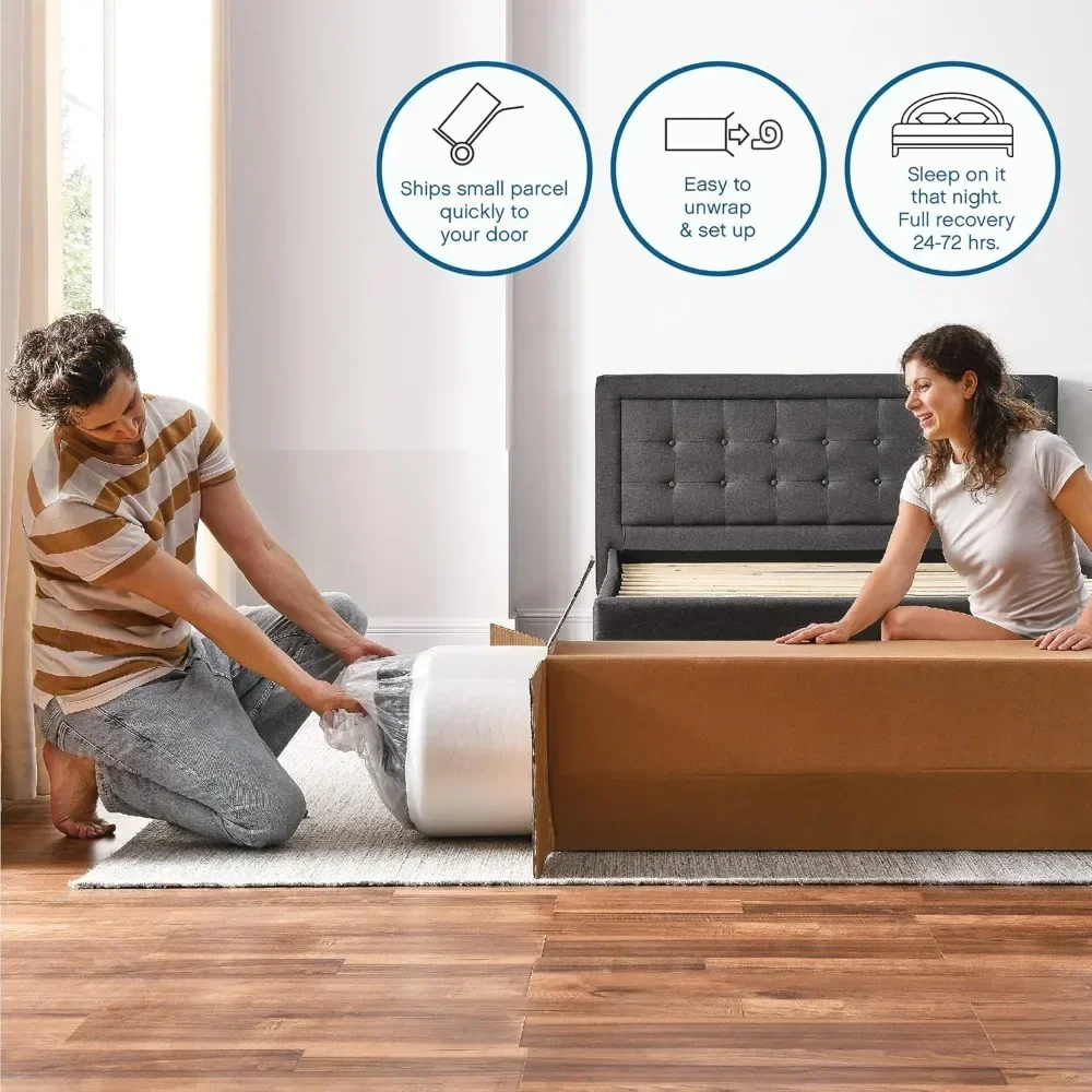 Memory Foam 14-Inch Mattress with 2 Bonus Pillows, Mattress in A Box, King, White, Mattresses 6