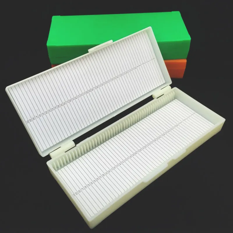 Plastic Microscope Glass Slide Box 100 50 25 12 10pcs Biological Slices Storage Case Holder Prepared Microscope Slides microscope glass slides