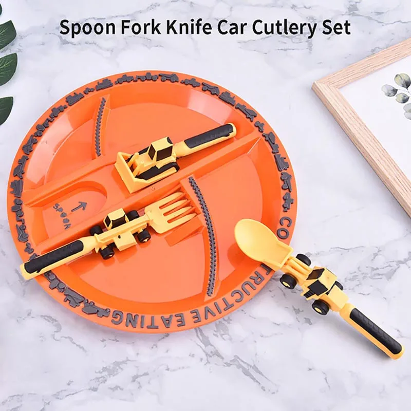 

3Pcs Creative Kids Dining Tool Set PP Spoon Fork Knife Car Cutlery Set Dinneractive For Children Gifts