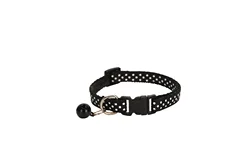 Reflective Elastic Pet Collar with Adjustable Security and Bell, Polka Dot Design - S (Black)