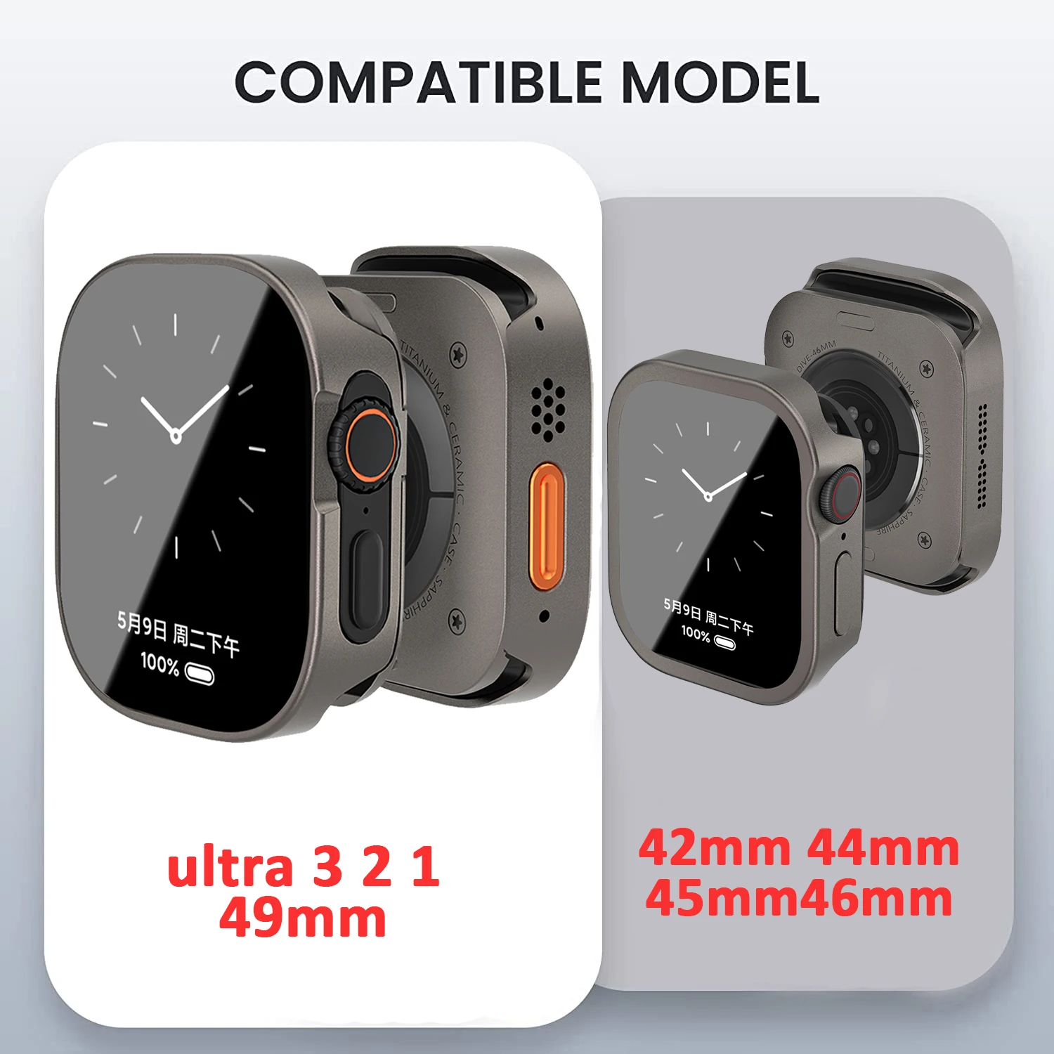 Waterproof Aluminum Alloy Watch Case with Full Metal Coverage