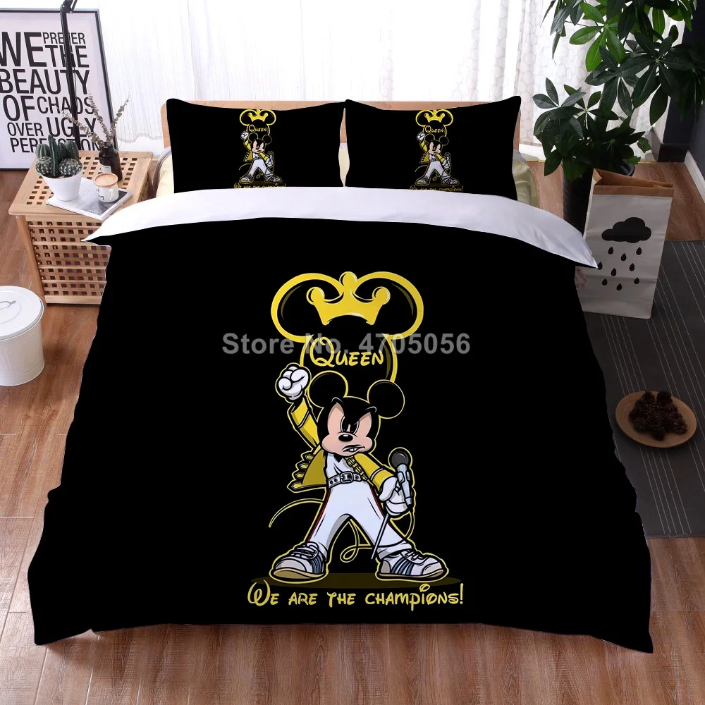 

Cartoon Minnie Mickey Mouse Bedding Set 3D Printed 140x200 Duvet Cover Pillowcases Home Textiles for Children Full Queen