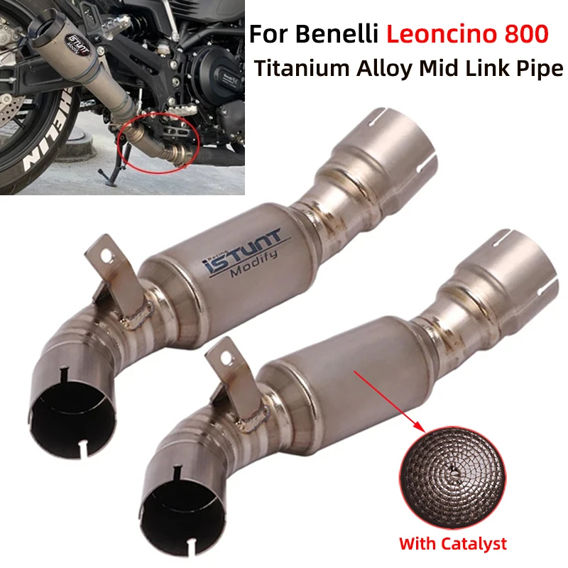 

Slip On For Benelli Leoncino 800 Motorcycle Exhaust Modify Escape System Muffler Catalyst Delete Titanium Alloy Middle Link Pipe