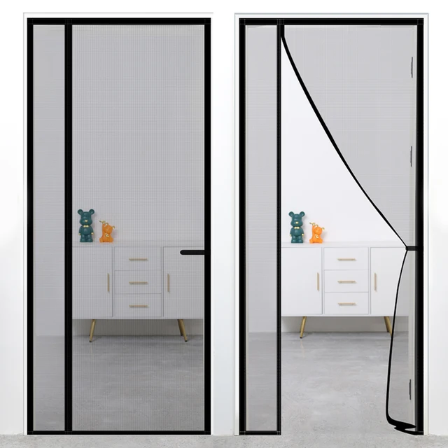 DTGJ Écran de porte magnétique, moustiquaire magnétique de porte latérale noire, vol anti-insectes, filet invisible d'intérieur d'été et de cuisine 2