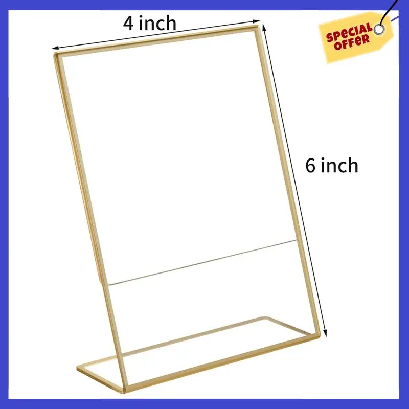Acrylic Gold Frame, Slanted Back Table Sign Holder For Wedding Table Card Restaurant Signs Photosa01p