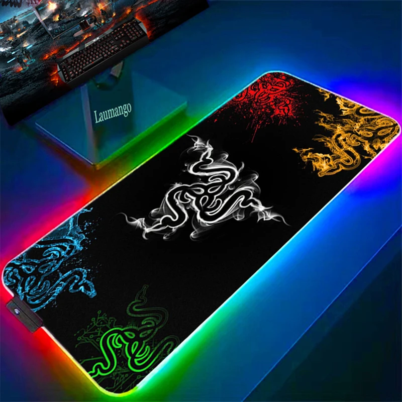 Razer Desk Mat LED Around Gaming Mouse Pad RGB Anime Teclado Grande
