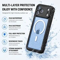 Ultimate IP68 Waterproof Phone Case with Floating Ring and Touchable Design for iPhone 18 Pro Max (Black)