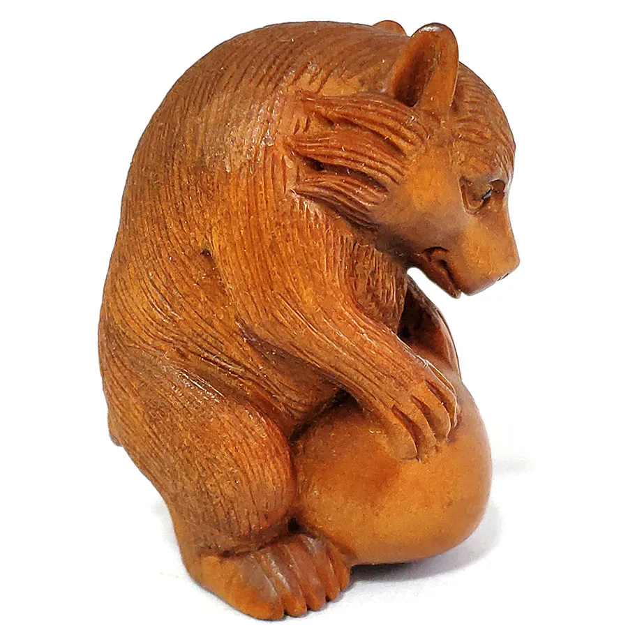 

Y8075 - 2 " Hand Carved Japanese Boxwood Netsuke Carving Figurine : Bear