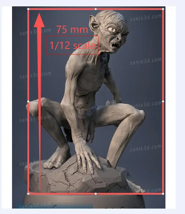 1/12 골룸 미도색 조립되지 않은 3D 프린팅 레진 모델 차고 키트