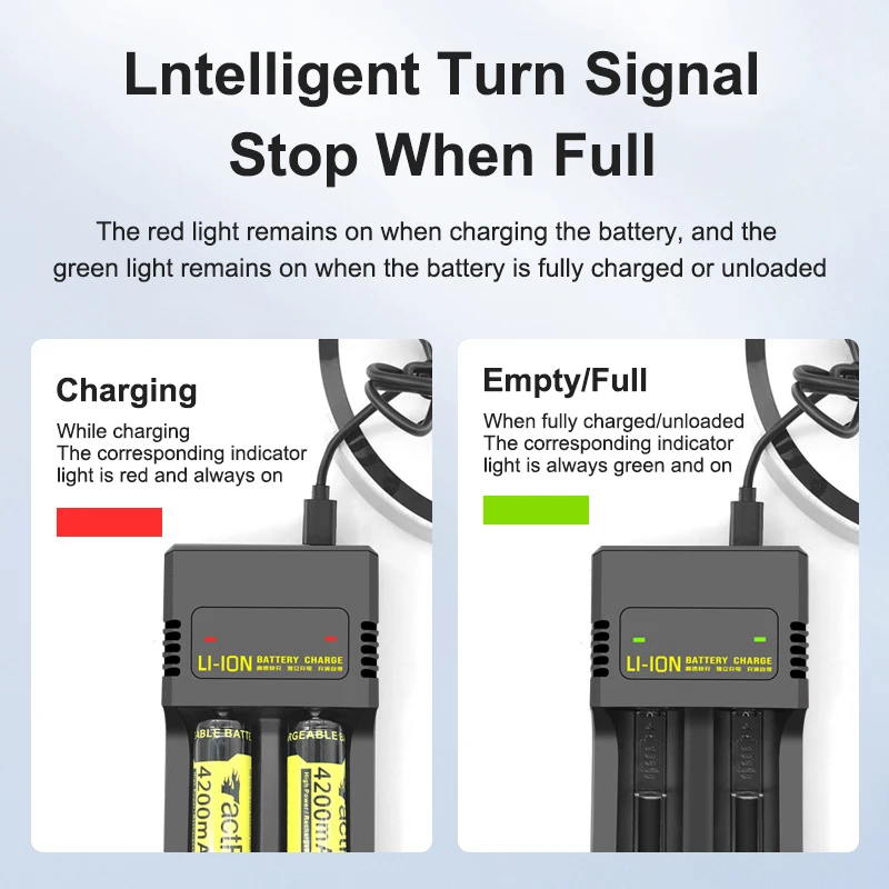 18650 Battery Charger 2 Slots Universal USB Smart Charger For 18650 18350 26650 16340 Rechargeable Lithium Battery battery charger