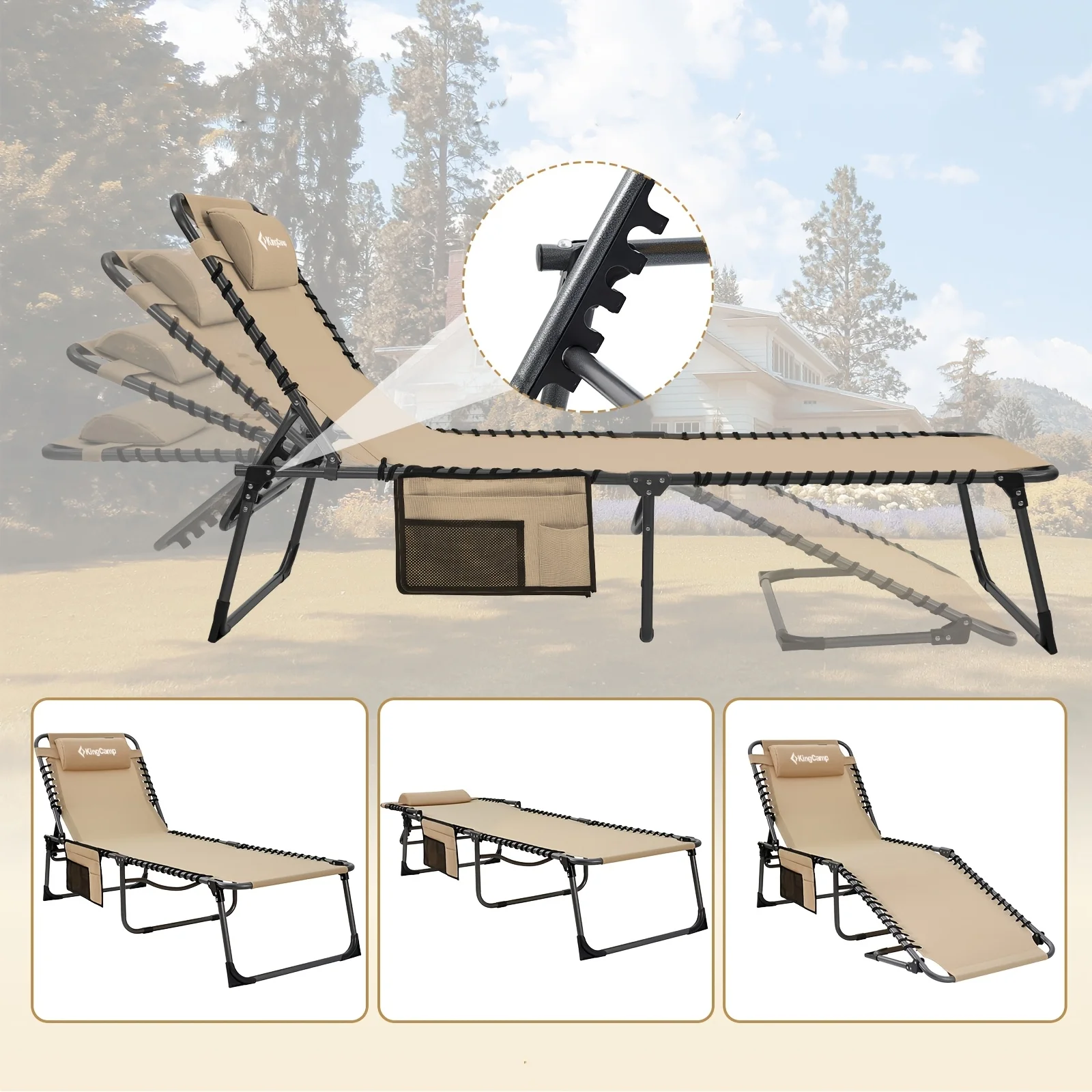 KingCamp 2 pack recliner fold bed 3
