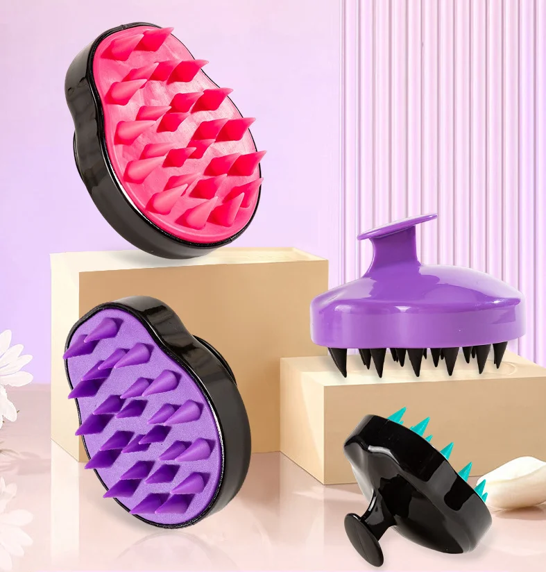 Peigne de Énergie du Cuir oral elu en Silicone Souple, Brosse à Shampoing, Lavage des Cheveux, Douche, Outil de Coiffure, 1 Pièce